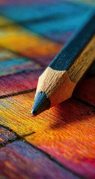 A close up of a pencil on a colorful piece of paper photo