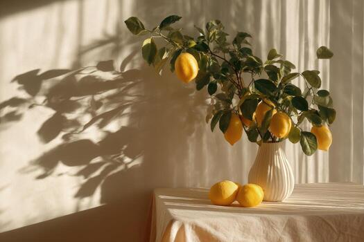 Lemon tree in a vase photo