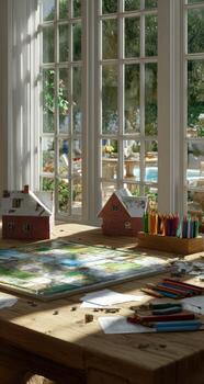 A table with a table cloth photo