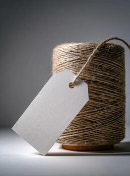A spool of twine with a tag on it photo