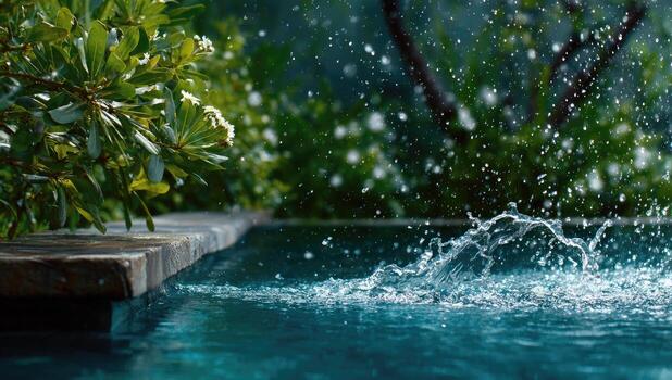 Water splashing into a pool photo