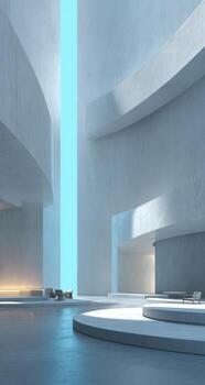 A modern building with a large circular staircase photo