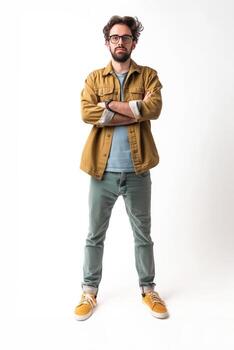 descifrador en pie con digital tableta en manos foto