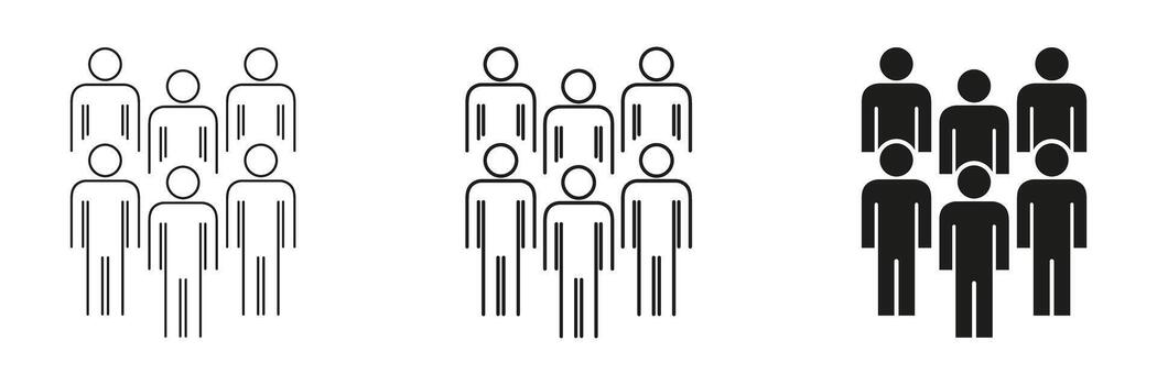 Group Of People Icon Set. Community, Teamwork, And Social Interaction Outline And Silhouette Symbol Collection. Representation Of Unity And Collaboration vector