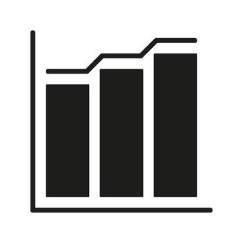 Bar Chart With Line Graph Icon. Data Analysis, Business Growth, And Financial Performance Tracking Silhouette Symbol. Statistical Visualization. Isolated Illustration vector