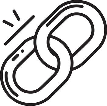 Broken chain link icon representing connection or disconnection vector