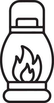 Simple outline icon of a burning lantern with a handle vector