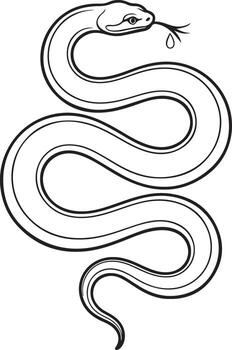 Hand drawn sketch of a coiled snake with its tongue out vector