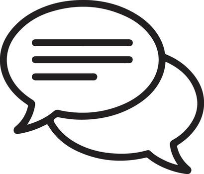 Simple outline of two overlapping speech bubbles for communication vector
