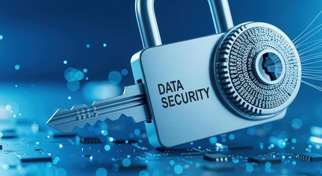 Digital Data Security Concept Padlock and Key Symbolizing Network Protection and Cybersecurity Measures photo