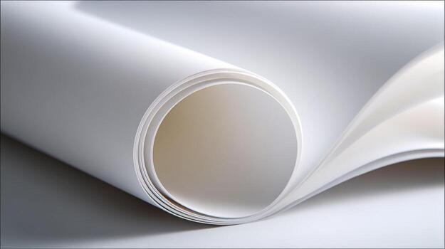Crisp White Paper Roll Unfurling A Minimalist Texture for Creative Projects and Business Presentations photo