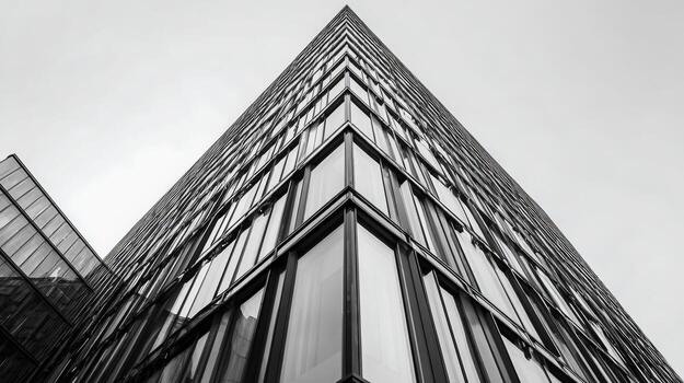 Monochrome Angle Facade of Modern Architecture An Abstract View of Business and Financial District Building photo