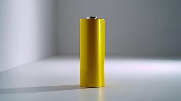 Yellow Battery Cell Close-Up Power Source for Electronic Devices, Sustainable Energy Concept, Battery Technology photo