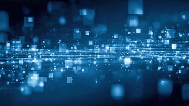 Digital Connectivity Backdrop with Blue Light Particle Flow, Data Stream Visualization for Modern Technology photo