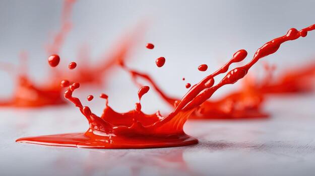 Dynamic Red Liquid Splash Art High-Speed Photography Capturing Vibrant Color and Motion for Creative Design photo