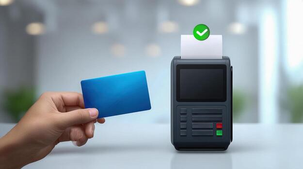 Card Payment Accepted on POS Terminal, Digital Transaction, Seamless Checkout and Modern Banking Solution photo