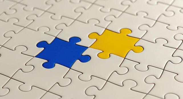 Connected Puzzle Pieces Highlight Teamwork, Collaboration, and Strategic Solutions for Business Success photo