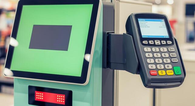 Retail Point of Sale System with Touchscreen Display and Card Payment Terminal for Seamless Transactions photo