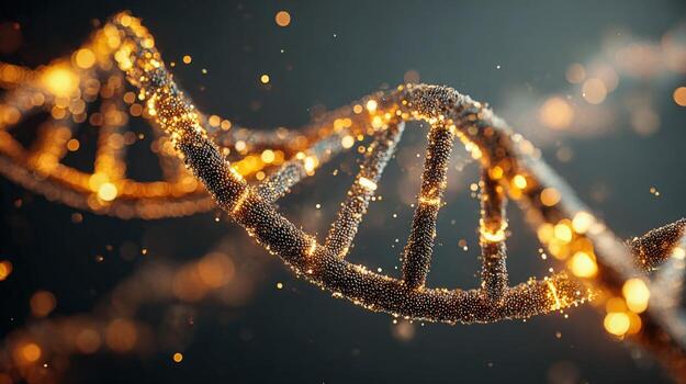 resumen brillante adn estructura, representando ciencia, genética, y el futuro de biotecnología y médico investigación foto