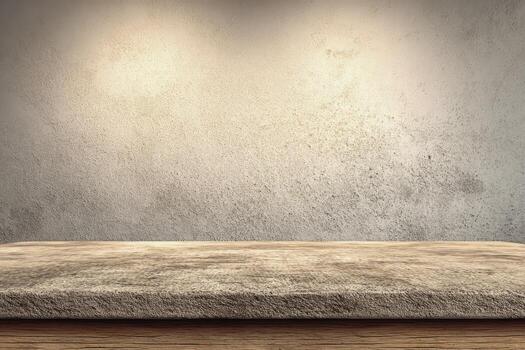 Elegant Concrete Shelf Against a Textured Wall, Ideal for Product Display and Mockups photo