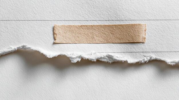 Torn Notebook Page with Brown Paper Scrap, Ideal for Mockups and Graphic Design Projects photo