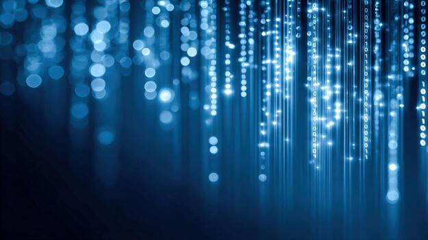 Digital Data Stream Abstract Binary Code in Blue Tones for Technology and Innovation Concepts photo