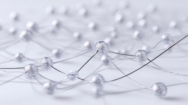 Connected Spheres on White Abstract Network Background for Technology, Science, and Communications Concepts photo