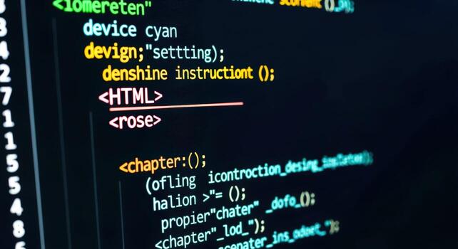 código retazo de cerca vistoso sintaxis destacando para web desarrollo y programación foto