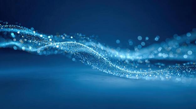 Abstract Blue Particle Wave Background Modern Technology, Data Stream Visualization, Digital Innovation photo
