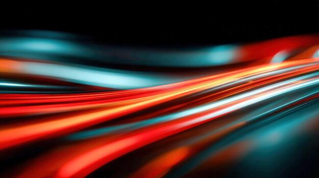 Abstract light trails with vibrant, flowing colors on dark background for dynamic designs and presentations photo