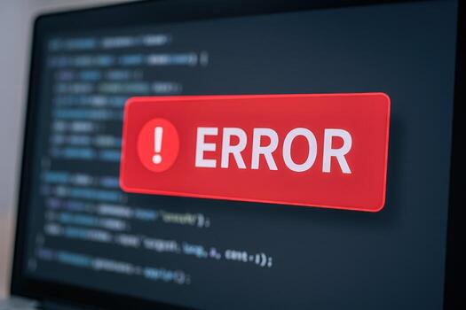 Computer Screen Showing Error Message with Red Exclamation Point, Indicating Software or System Malfunction photo