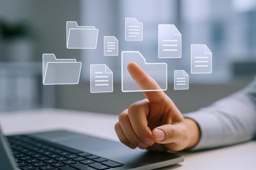 Digital Documents Management Finger Touching Interface to Organize Files and Folders for Cloud Storage photo