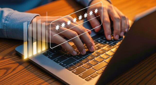 Entering Secure Password on Laptop for Data Protection, Cyber Security, and Personal Information Safety photo