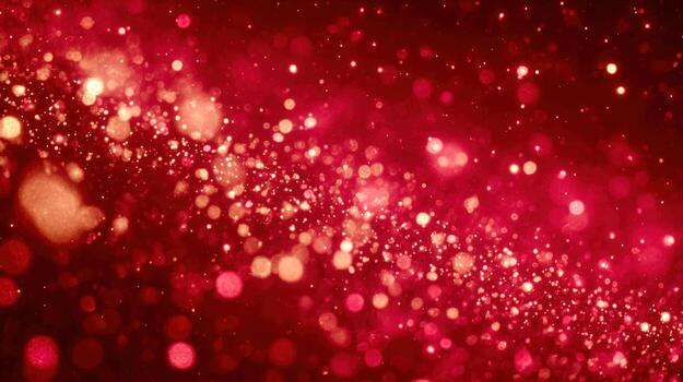 Abstract Red and Gold Glittering Particle Stream Background with Bokeh Effect for Festive Celebrations photo