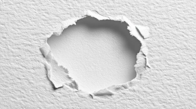 Torn Paper Background with a Hole Clean, Minimalistic Texture for Graphic Design and Creative Projects photo