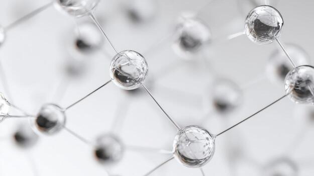 Abstract Molecule Structure with Spheres and Connections on a White Background, Symbolizing Science and Innovation photo