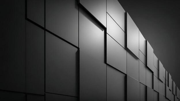resumen oscuro arquitectónico pared con geométrico paneles y reflejado ligero patrones para moderno diseño foto