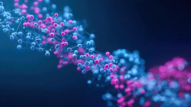 Abstract Network Connection Structure with Glowing Nodes in Blue and Pink - Science and Technology photo
