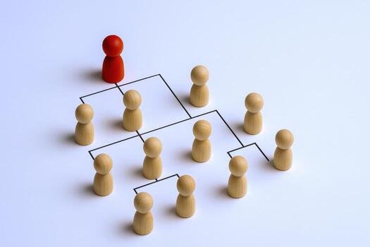 organización gráfico con rojo líder ilustrando negocio jerarquía y administración estructura para corporativo conceptos foto