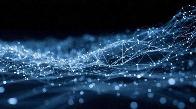 Abstract Network Connection Structure with Glowing Nodes, Plexus Background for Data Visualization and Technology Concepts photo