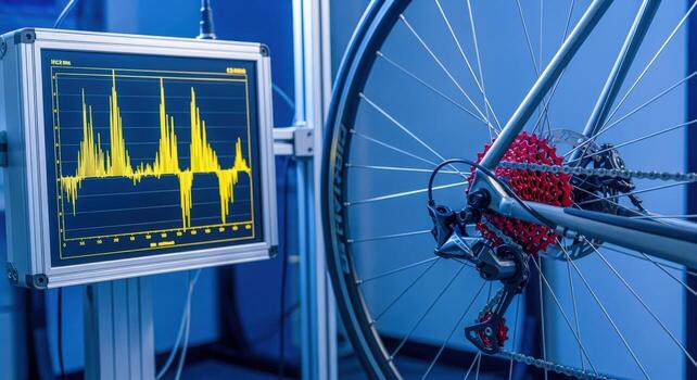 Bicycle Testing and Analysis with Data Visualization Displaying Performance Metrics in a Controlled Lab Environment photo