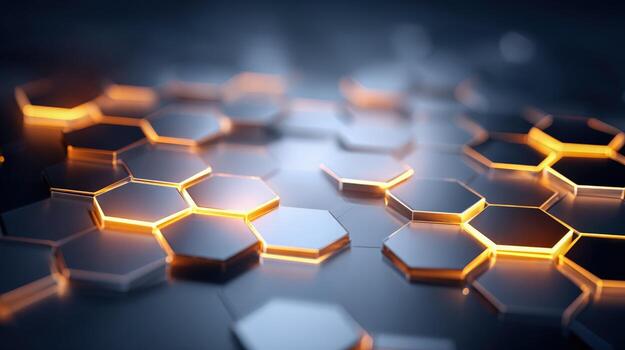 Abstract Hexagonal Pattern with Glowing Edges Modern Technology and Innovation Background Graphic photo