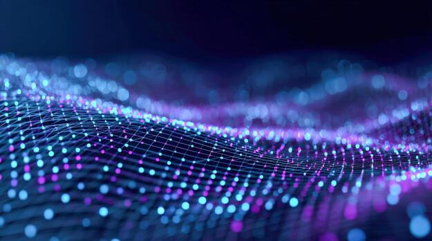 Abstract Data Network Visualization with Connected Dots and Lines in a Wave Pattern photo