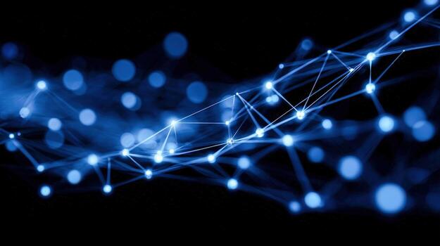 Abstract Plexus Network Background with Glowing Blue Dots and Lines for Technology Concept photo