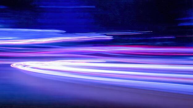 Dynamic Abstract Light Streaks in Motion Modern Technology, Data Flow, and Futuristic Design Concept photo