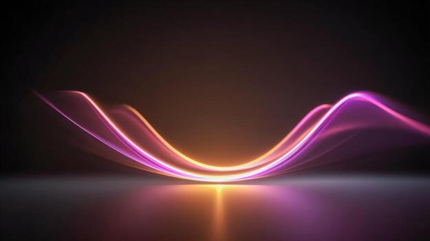 Elegant Abstract Background with Glowing Light Trails in Pink and Orange on Dark Surface photo