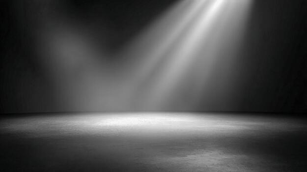 Elegant Spotlight Illuminating Dark Concrete Floor, Ideal for Product Display and Studio Photography photo