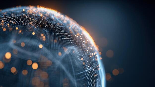 Abstract Globe with Glowing Particles Conceptual Technology, Data Visualization and Global Network Illustration photo