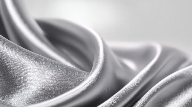 Elegant Silver Silk Fabric Background with Soft Folds and Luxurious Texture for Fashion Design photo