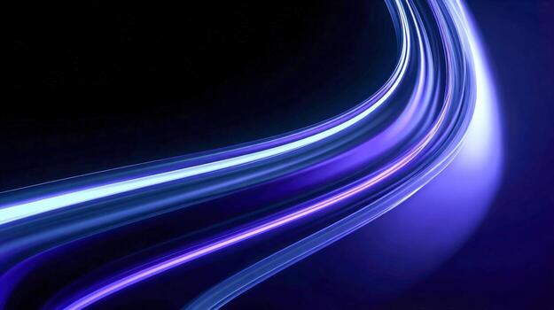 Abstract Light Streaks on Dark Background, Modern Design Element, Futuristic Technology Concept with Vibrant Colors photo